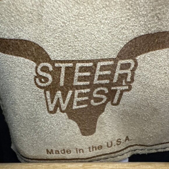 VTG Steer West USA Shirt M Black Aztec Southwestern Cowboy Rodeo Cotton 90s - Picture 5 of 7